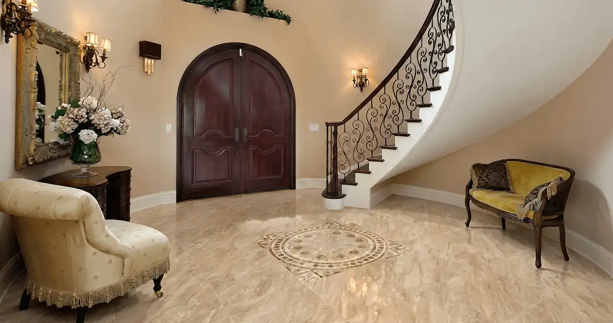 Entrance hall with professionally installed ceramic tile flooring in Des Moines IA