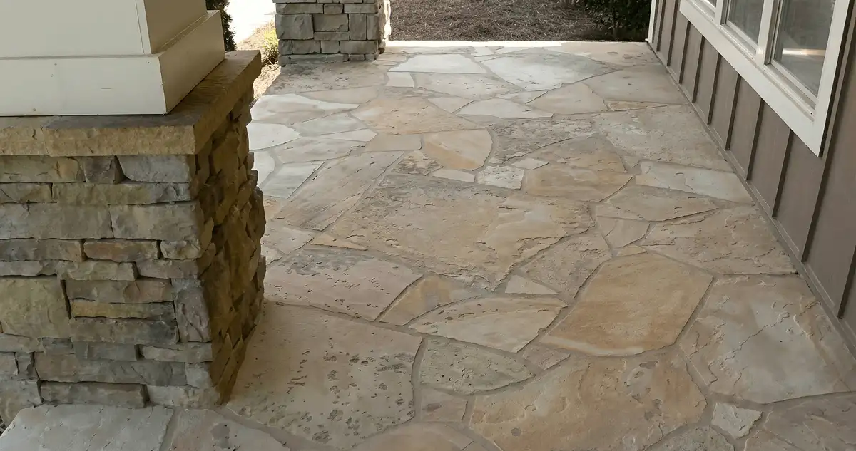 House entrance with professionally installed stone flooring in Des Moines IA